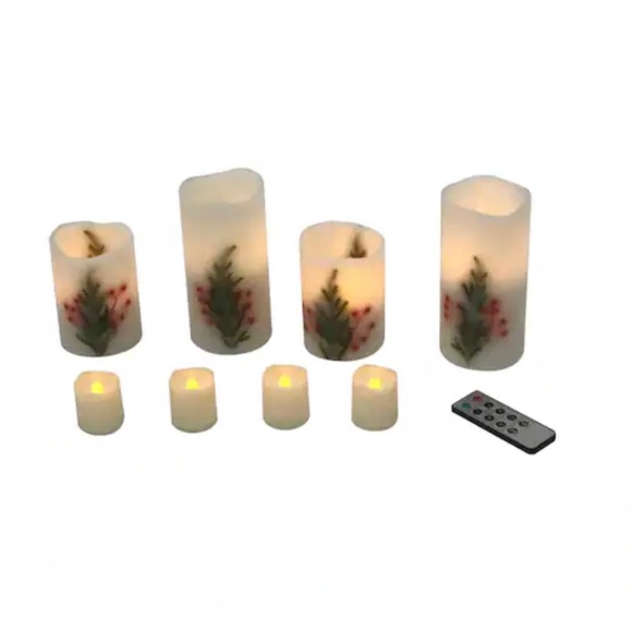 LED Christmas Tree & Berries Pillar/Votive Set - Picture 4 of 7